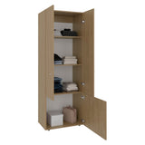 Home 3-Door Closet System with Five Interior Shelves and Hanging Rod, Freestanding Bedroom Storage Organizer, Clothes and Shoes Organizer for Utility or Laundry Rooms, Modern Wardrobe Furniture