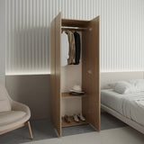 Home 2-Door Closet System Armoire with Hanging Rod and Storage Shelf, Modern Bedroom Organization Storage, Space-Saving Wardrobe for Jackets, Dresses, and Folded Garments in Contemporary Bedrooms