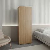 Home 2-Door Closet System Armoire with Hanging Rod and Storage Shelf, Modern Bedroom Organization Storage, Space-Saving Wardrobe for Jackets, Dresses, and Folded Garments in Contemporary Bedrooms