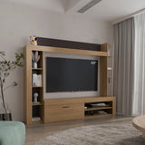 TUHOME Cecil Entertainment Center and TV Stand with Open Media Shelves, One-Door Storage Compartment and Spacious Top Surface, Modern Organization Unit for Living Rooms, Functional Display and Device Storage for Contemporary Homes
