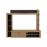 TUHOME Cecil Entertainment Center and TV Stand with Open Media Shelves, One-Door Storage Compartment and Spacious Top Surface, Modern Organization Unit for Living Rooms, Functional Display and Device Storage for Contemporary Homes