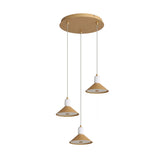 Spanish Alabaster & Aluminum Three-Light Chandelier