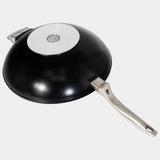 CHD Dual Ceramic Layer, Diamond Reinforced Nonstick 12.5" Wok with Glass Lid | Made in Switzerland