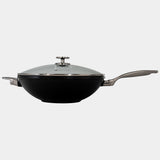 CHD Dual Ceramic Layer, Diamond Reinforced Nonstick 12.5" Wok with Glass Lid | Made in Switzerland