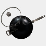 CHD Dual Ceramic Layer, Diamond Reinforced Nonstick 12.5" Wok with Glass Lid | Made in Switzerland
