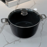 CHD Dual Ceramic Layer, Diamond Reinforced Nonstick Stock Pot with Glass Lid | Made in Switzerland