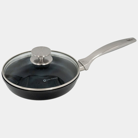 CHD Dual Ceramic Layer, Diamond Reinforced Nonstick Fry Pan with Glass Lid | Made in Switzerland