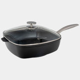CHD Dual Ceramic Layer, Diamond Reinforced Nonstick 11" x 11" Square Saute Pan with Glass Lid | Made in Switzerland