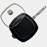 CHD Dual Ceramic Layer, Diamond Reinforced Nonstick 11" x 11" Square Saute Pan with Glass Lid | Made in Switzerland