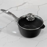 CXD Dual Ceramic Layer, Diamond Reinforced Nonstick Saucepan with Glass Lid | Made in Switzerland