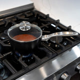 CXD Dual Ceramic Layer, Diamond Reinforced Nonstick Saucepan with Glass Lid | Made in Switzerland