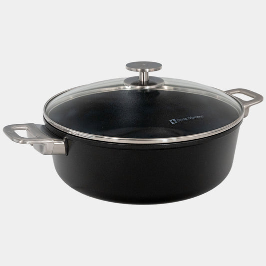 CHD Dual Ceramic Layer, Diamond Reinforced Nonstick Braiser with Glass Lid | Made in Switzerland