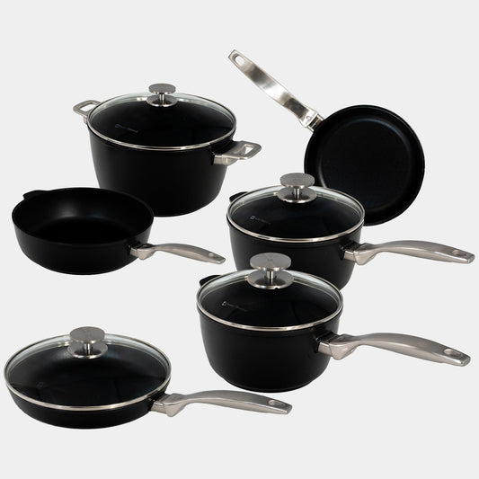 CXD Dual Ceramic Layer, Diamond Reinforced Nonstick 10-Piece Set - Complete Kitchen Set | Made in Switzerland