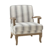 Randolph Romantic Upholstered Stripes Armchair with Solid Wood Armrests