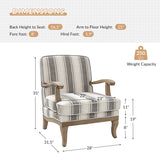 Randolph Romantic Upholstered Stripes Armchair with Solid Wood Armrests