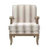 Randolph Romantic Upholstered Stripes Armchair with Solid Wood Armrests