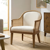 Audrey Farmhouse Rattan Solid Wood Armchair