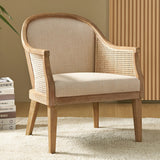 Audrey Farmhouse Rattan Solid Wood Armchair