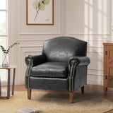 Gianfranco Vegan Leather Armchair with Sturdy Wooden Legs