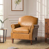 Gianfranco Vegan Leather Armchair with Sturdy Wooden Legs