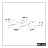 CIARRA 30 Inch Convertible Low Profile Under Cabinet Range Hood CAS75918A-OW
