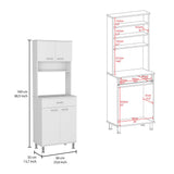 TUHOME Cala 2-Piece Kitchen Set with Storage Cabinet and Multi-Level Countertop Island, Modern Small-Space Kitchen Organizer for Cooking Prep and Pantry Use, 35.4"H x 40.5"W x 27.5"D, White/Walnut