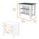 TUHOME Charlotte 2-Piece Kitchen Set with Storage Cabinet and Multi-Level Countertop Island, Modern Prep and Pantry Organization for Small Kitchens and Apartments, 35.4"H x 40.5"W x 27.5"D, White/Onyx
