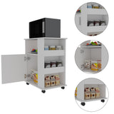 TUHOME Oslo 2-Piece Kitchen Set with Storage Cabinet and Multi-Level Countertop Island, Modern Prep and Pantry Organization for Small Kitchens and Apartments, 35.4"H x 40.5"W x 27.5"D, White/Light Oak