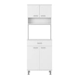 TUHOME Cala 2-Piece Kitchen Set with Storage Cabinet and Multi-Level Countertop Island, Modern Small-Space Organizer for Meal Prep, Pantry Storage and Appliances, 35.4"H x 40.5"W x 27.5"D, White/Light Oak