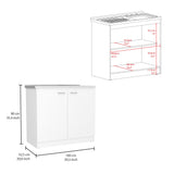 TUHOME Memphis 2-Piece Kitchen Set with Wide Multi-Level Countertop Island and Storage Cabinet, Modern Prep and Pantry Organization for Apartments and Homes, 35.43"H x 59.05"W x 23.62"D, White/Light Oak
