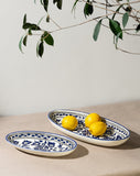 Ceramic Hand Painted Decorative Oval Plate | Floral Bleu Collection