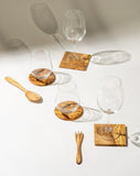 Natural Olive Wood Square Coasters - Set of 4