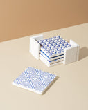Mediterrenan Patterned Marble Tiles Coasters | Set of 4