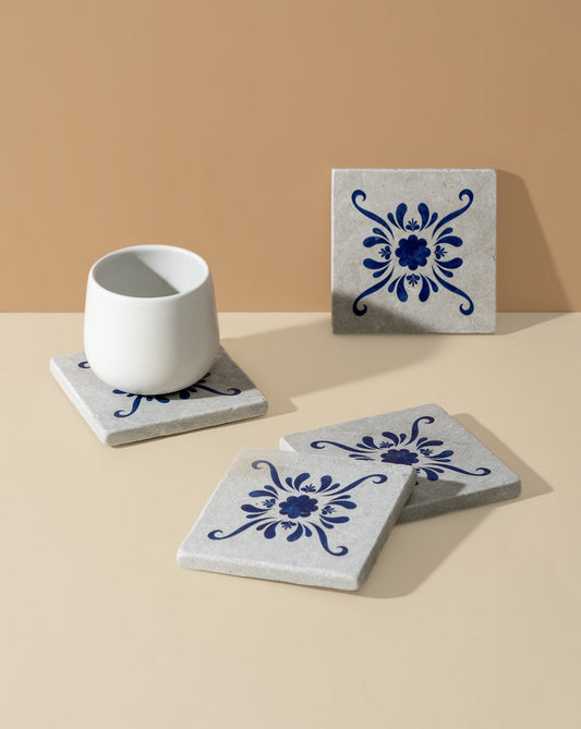 Andalusia Patterned Marble Tiles Coasters | Set of 4