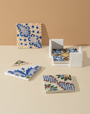 Vintage Patterned Marble Tiles Coasters | Set of 4