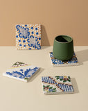 Vintage Patterned Marble Tiles Coasters | Set of 4
