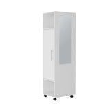 TUHOME Cluster 63-Inch Tall Open-Concept Wardrobe with Mirror, Three Storage Shelves, Hanging Rod, Casters and Side Hooks, Freestanding Clothes Organizer for Bedroom, Closet, Laundry Room or Multiroom Home Storage