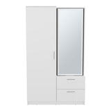 Seville High Multifunctional Armoire Wardrobe Storage Console Featuring Full-Length Integrated Mirror Door One Access Cabinet and Two Smooth-Gliding Drawers for Practical and Stylish Bedroom Organization