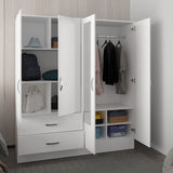 Bolton High-Capacity Bedroom Storage Armoire Freestanding Closet Console Elegant Modern Design Featuring Six Doors One Drawer Seven Interior Shelves and Hanging Rod for Complete Wardrobe Organization