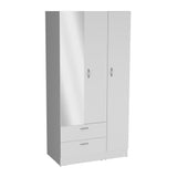 Riverside 3 Door Mirrored Armoire with Two Drawers, Four Shelves, and Hanging Rod