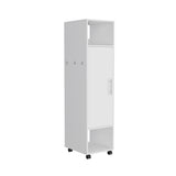 Cluster 63" Tall Wardrove One-Door Cabinet with Mirror, Three Shelves, Casters and Hanging Rod, Armoire, Bedroom Clothes Storage, Cabinet Organizer