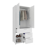 Alpine Modern Freestanding Closet Armoire Storage Console Double Door Design with Sleek Finish Featuring Interior Hanging Rod and Multiple Shelving for Versatile Wardrobe Organization
