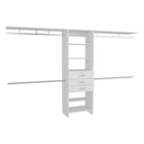 Plego Modular Closet System with Three Drawers, Five Shelves and Four Hanging Rods, Adjustable Wardrobe Organizer for 69" to 118" Spaces, Configurable Closet Storage System for Bedroom