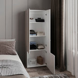 Home 3-Door Closet System with Five Interior Shelves and Hanging Rod, Freestanding Bedroom Storage Organizer, Clothes and Shoes Organizer for Utility or Laundry Rooms, Modern Wardrobe Furniture