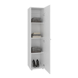 Home Linen Freestanding Tall Cabinet with Single Door with One Mirror and 4 Horizontal Storage Shelves, Cabinet for Bathroom, Bedroom or Laundry Room