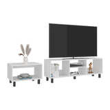 Eclipse Coffee Table and TV Stand Duo Set for Living Room and Entertainment Room Center with Open Display Shelves