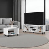 Eclipse Coffee Table and TV Stand Duo Set for Living Room and Entertainment Room Center with Open Display Shelves