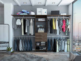 Plego Drawers Closet System, Five Shelves, Four Hanging Rods, Three Drawers
