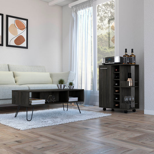 TUHOME Vassel 2-Piece Living Room Set with Storage Cabinet and Open Shelf Organizer, Modern Small-Space Furniture for Living Room, Entryway or Office, 32.32"H x 23.62"W x 14.76"D, Espresso