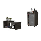 TUHOME Quincy 2-Piece Living Room Set with Storage Cabinet and Open Shelf Organizer, Modern Small-Space Furniture for Living Room, Entryway or Home Office, 35"H x 21.6"W x 16.3"D, Espresso